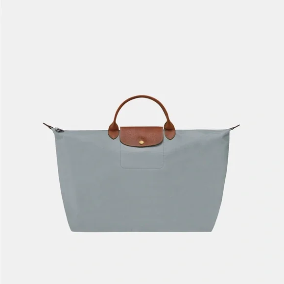 LONGCHAMP Le Pliage Original L 21” Travel Bag - Steel/Gold - NWT! - Picture 2 of 4